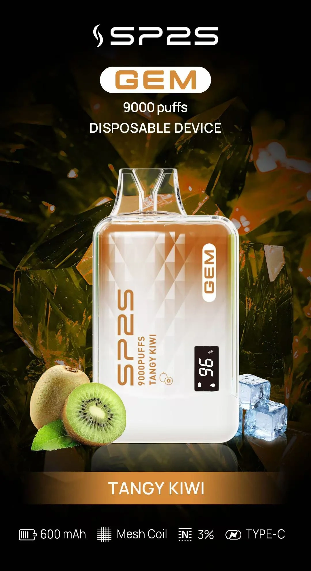 SP2S GEM 9000 Puffs拋棄式電子煙 一次性可充電電子煙 台灣現貨 4 SP2S GEM 9000 Puffs拋棄式電子煙 一次性可充電電子煙 台灣現貨:圖片 4