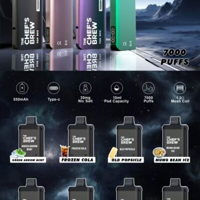 CHEF’S BREW 廚師佳釀煙彈 7000口大容量換彈式主機 買3盒煙彈送主機